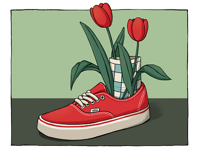 drawings on red vans