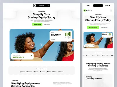 Rollups - AI Finance Landing Page Design ai banking design business saas clean design finance finance app design finance web finance websites financial website fintech landing page modarn saas website design ui ux web web website website website ui design