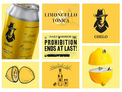 LimonCHELO branding collage graphic design illustration logo moodboard visual design