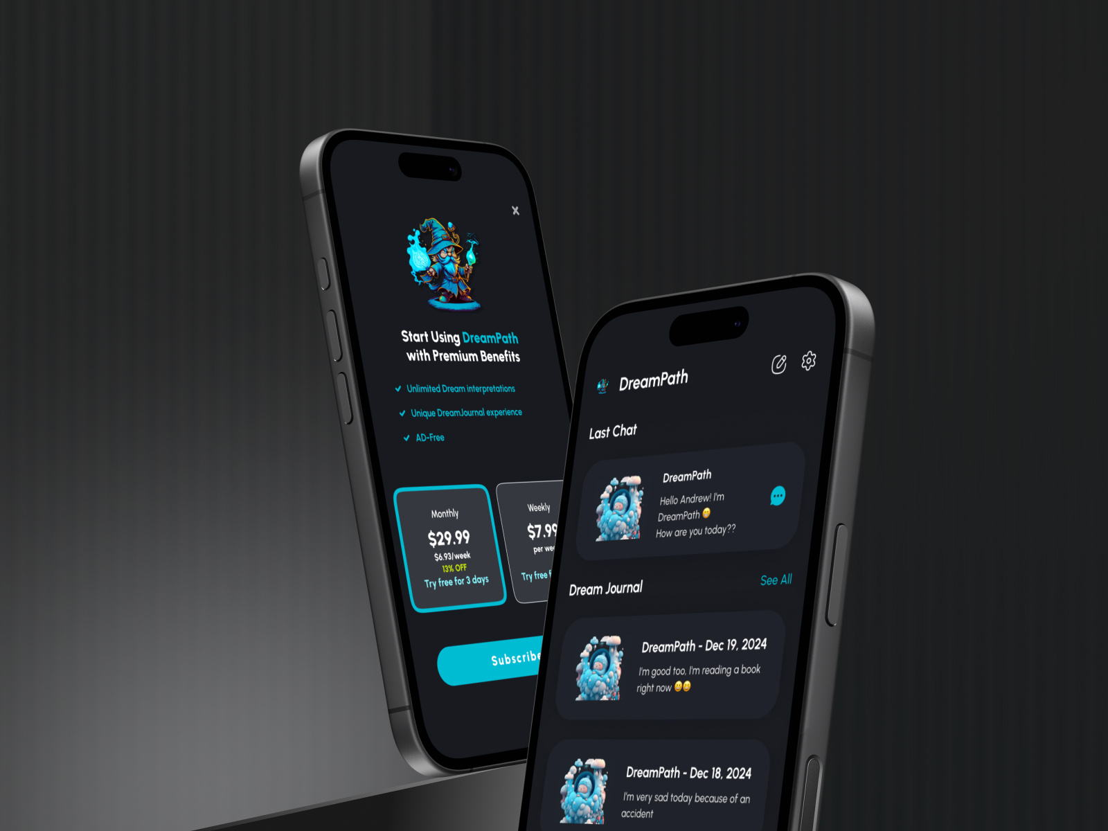 Example of Drimpath — Conversational AI App UI/UX