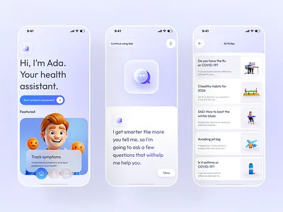 AI Powered Personal Health Assistant Mobile App ai aiassistant app design chatbot digital health health app health care health tech ios design medical app mobile app mobile app design product design ui design ui ux