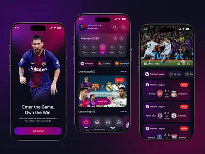 Live Sports & Match Streaming App app design darkui dashboard design design veli football app livefootball livescore livesports minimal design mobile app mobile app design mobileappdesign modernui soccer sports app sportsapp sportstech sportsui uiuxdesign visualdesign