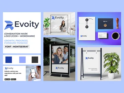 Evoity – Modern Combination Mark Logo & Brand Identity app brand identity designer branding cross border e combination mark logo e logo e tech logo finance financial fintech logo modern logo payment get tech technology wallet