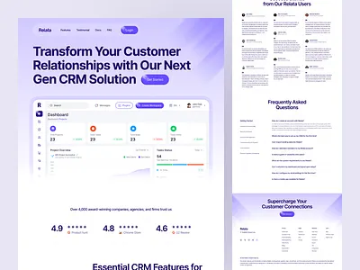 Relata- CRM SaaS Website UI UX Design b2b saas business automation clean ui client management crm saas crm software customer lifecycle customer relationship design inspiration lead management modern web design panze saas website sales automation tech platform ui ux design ux ui web design website design workflow automation