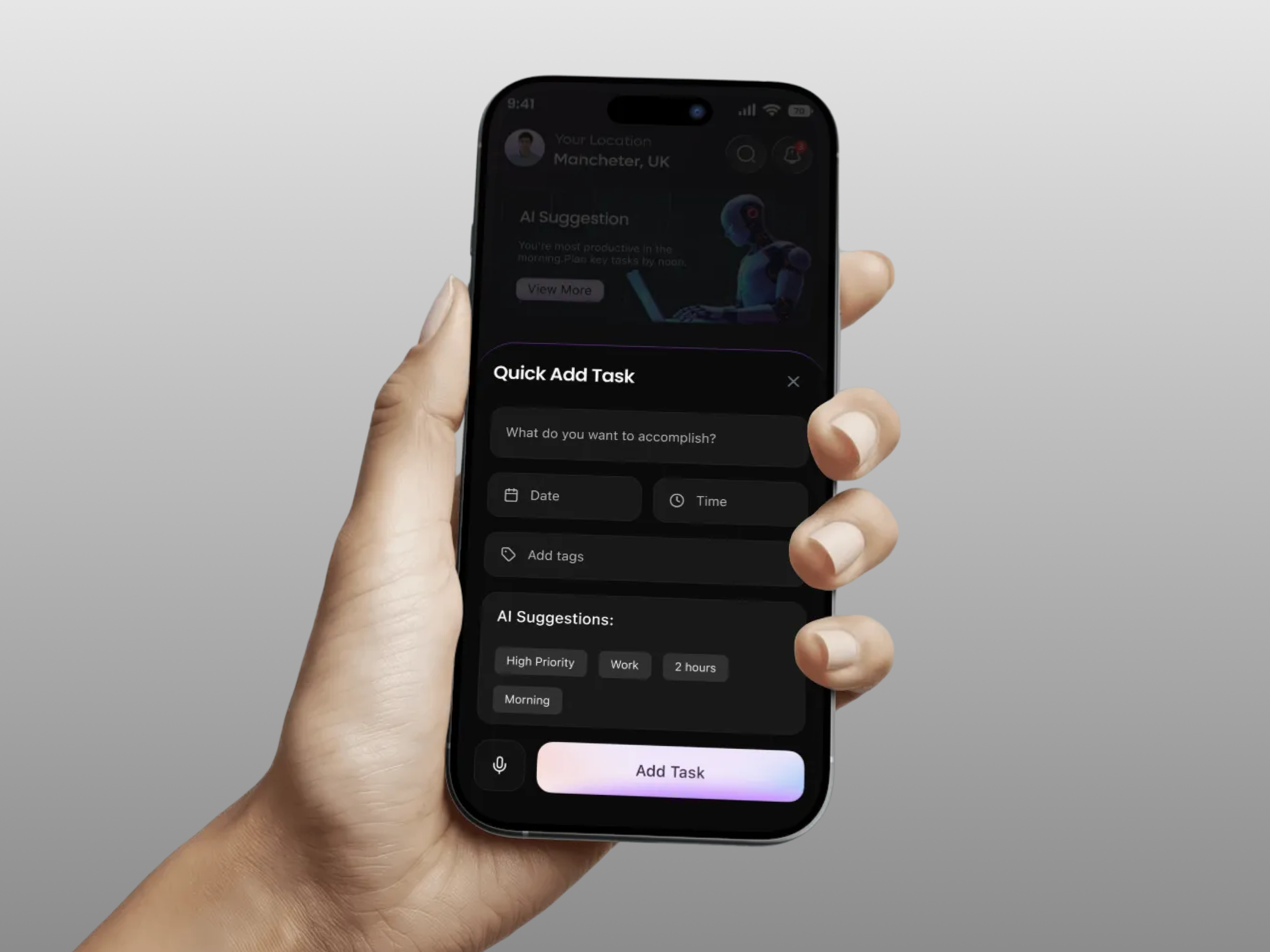 AI-Assisted Task Entry Mobile App by Creative Studio on Dribbble