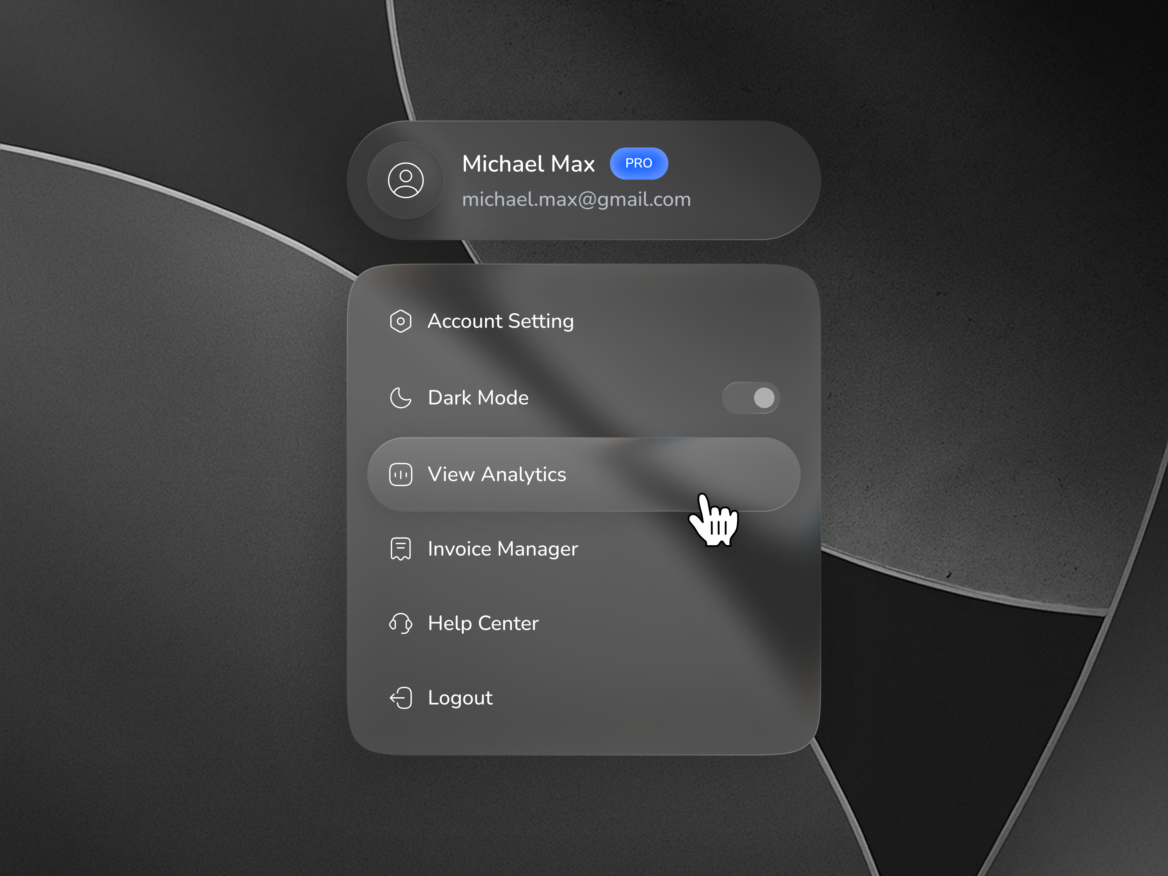 Example of Profile Dropdown UI/UX