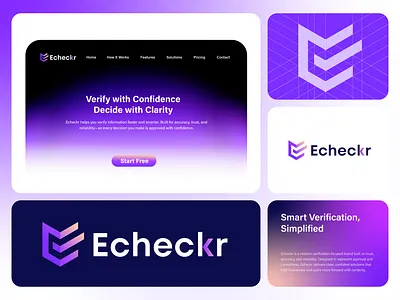 Modern (E+C) Logo Branding Design for Verification SaaS Platform brand identity designer branding c letter logo data e letter logo ec logo logo logo design logo designer modern modern logo network print saas platform services tech technologies technology verification verify logo