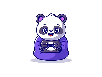 Cute Panda Playing Game Animation animation bear cute branding cartoon cute cute panda design devices graphic design illustration logo mascot morph panda ui