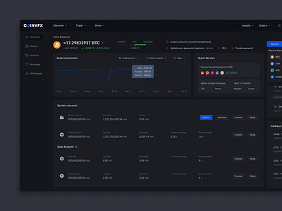 CoinVFX Crypto Exchange Assets Dashboard assets assets overview blockchain cryptocurrency dashboard exchange overview website