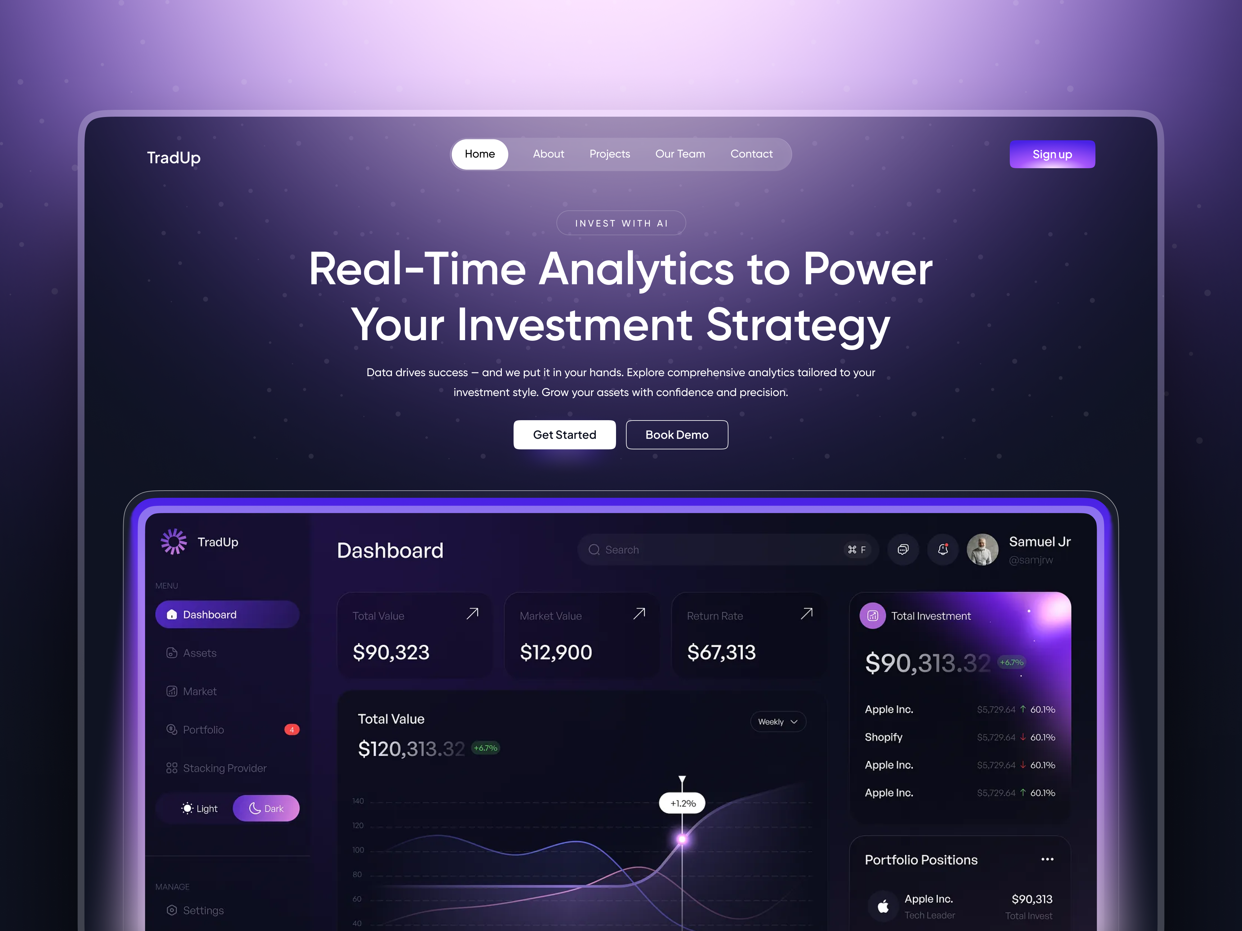 SaaS Landing Page for Investment Company (Fintech) banking app banking design banking web dark ui finance finance web fintech fintech design fintech saas investment investment ui modern ui saas product saas website ui ux web web ui