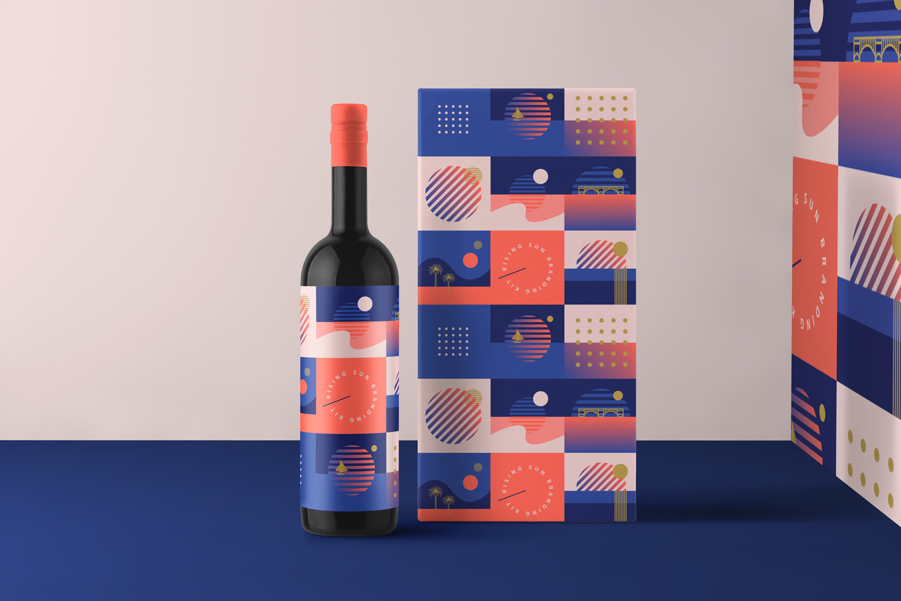Summer retro seamless pattern abstract blue branding colorful colors design geometric graphic design illustration packaging pattern red retro seamless pattern summer sunrise sunset vector
