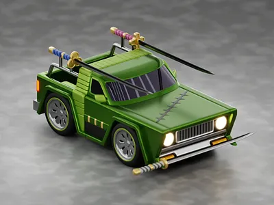 Zoro Car 3d car graphic design green onepiece stylized sword zoro