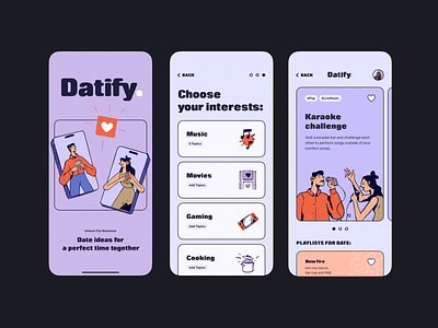 The Application Concept for Creating Dating Ideas app concept concept-art design designagency digitalagency illustration illustration-art illustrator zajno