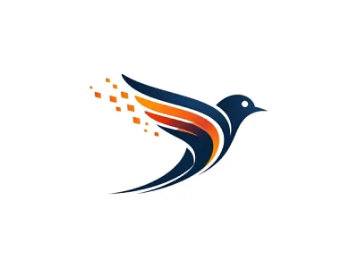 Tech Bird Logo, Modern Logo Design bird bird logo bird tech logo brand identity branding logo logo design logo designer pixel bird logo pixel logo tech tech logo
