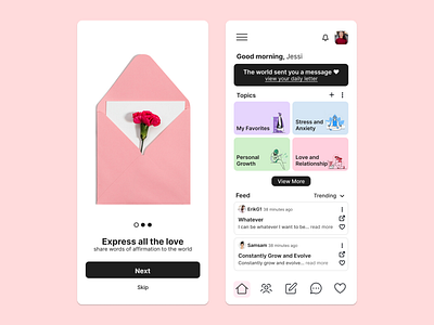 Self Love - Affirmation affirmation design home page mental health mobile self care self love ui ux valentines day