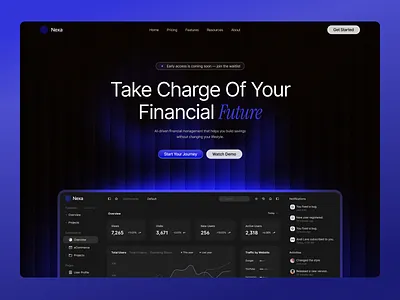Nexa — AI Finance Dashboard & Landing Page UI dashboard figmadesign fintech landingpage saas ui uiux ux webdesign