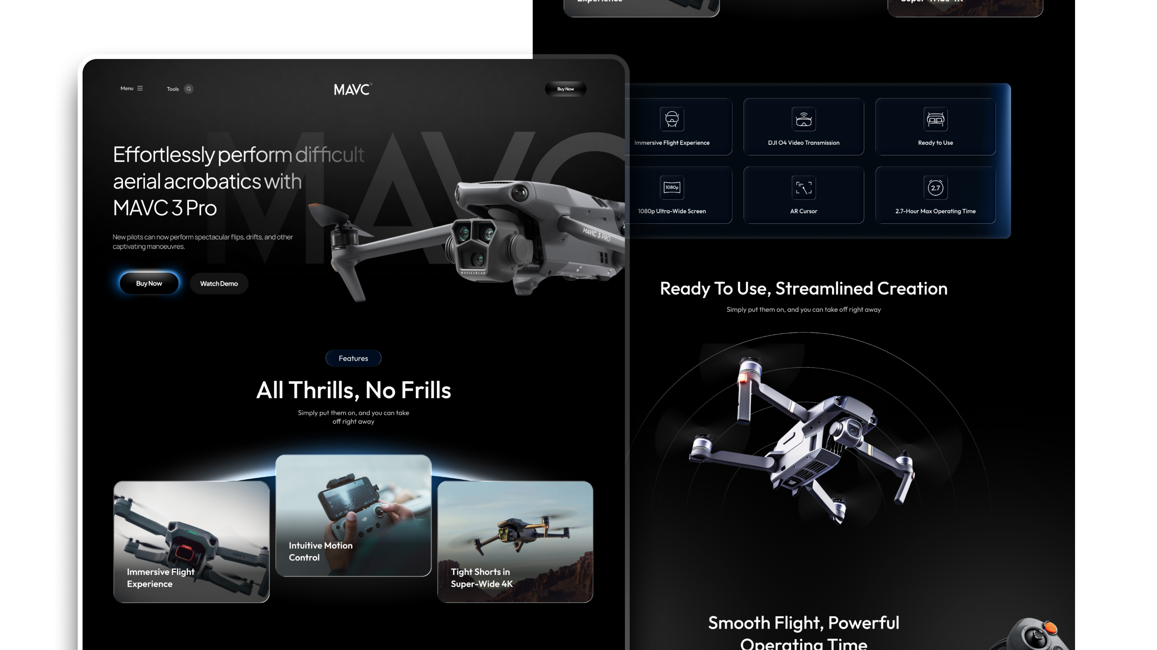 MAVC™ - Landing Page Design branding dark ui drone tech futuristic design landing page product product design technology uiux uiux design web design website design