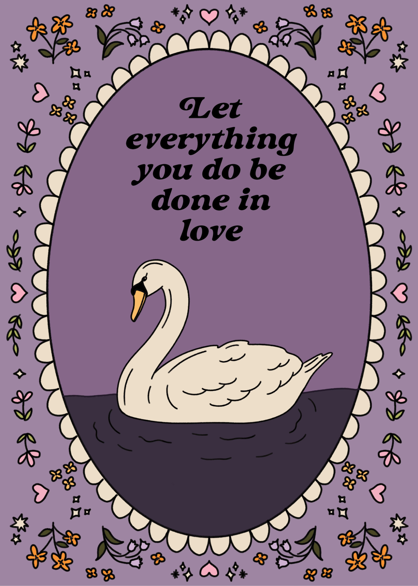 Done in Love bird fairytale girly illustration swan whimsical