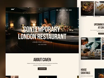 Landing page concept for a contemporary London restaurant branding editorialdesign foodwebsite landingpage minimaldesign restaurantdesign ui uidesign uxdesign visualdesign webdesign webinspiration