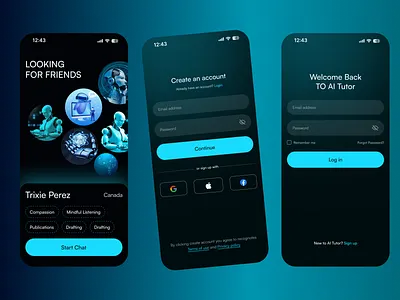 Login and Sign-up Screens - AI Powered Education App ai education app app ui design edtech app education app learning app login screen mobile app ui signup screen ui design ux design
