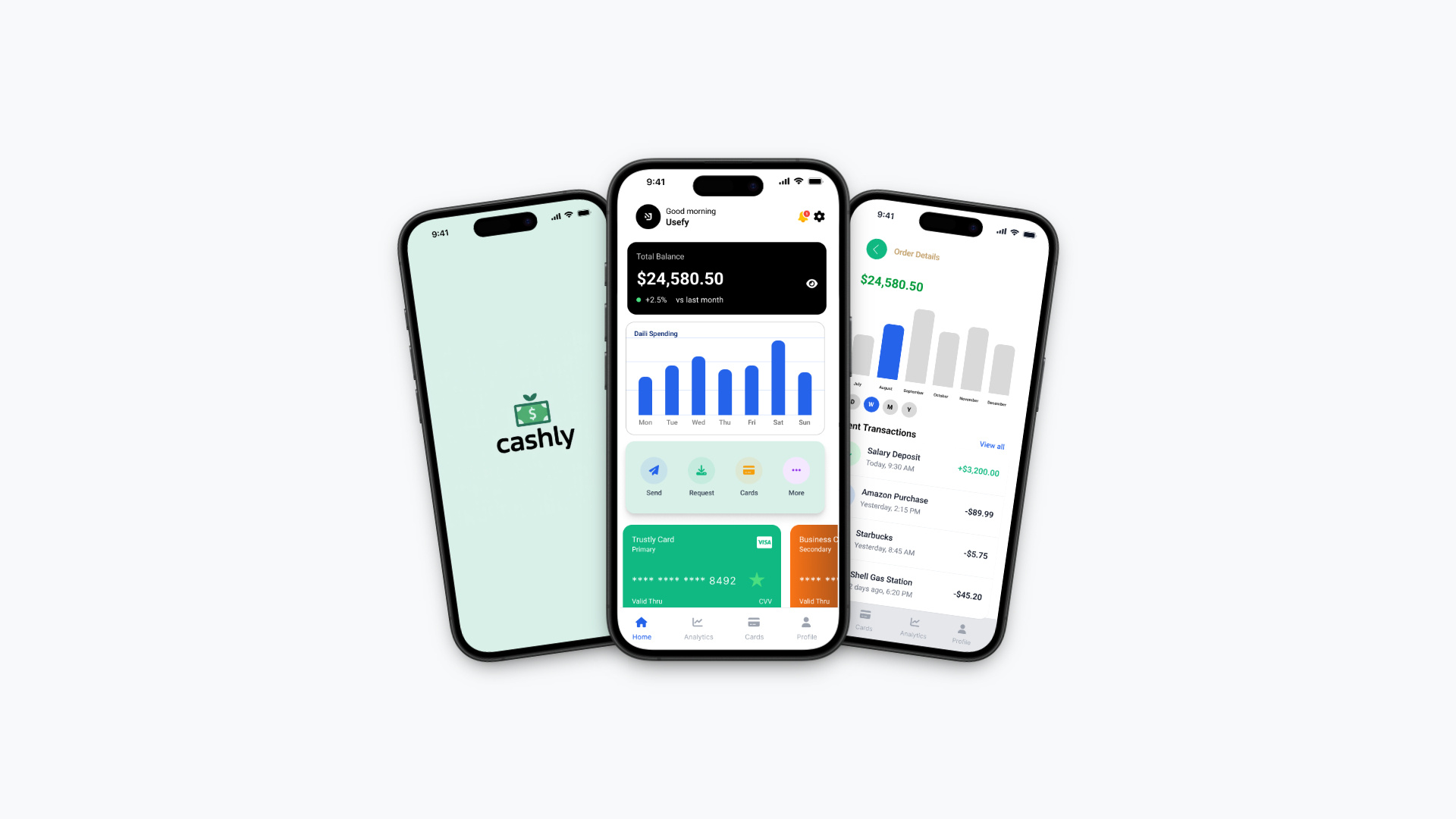 Cashly — Banking Dashboard & Mobile App 3d animation bank branding cartbankair dashboard finance grafic design graphic design ju logo motion graphics ui ui design usa uxdesign