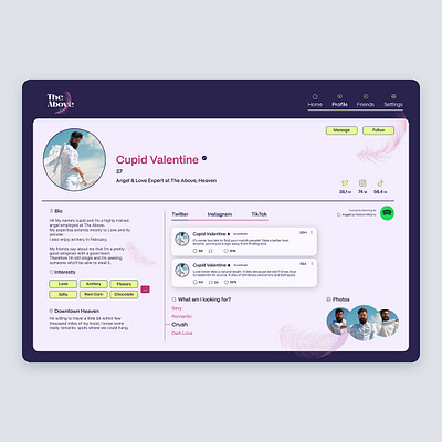 Cupid's Dating Profile - Valentine's Day cupid dating design february 14 graphic design illustration in love love motion graphics profile ui uidesign valentines valentines day webdesign website