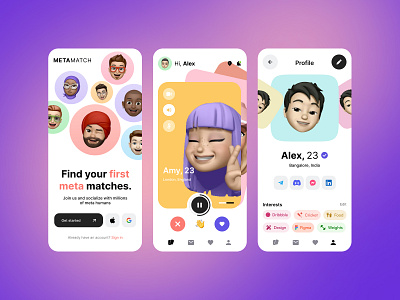 Day 01/90 - Dating App animation app branding challenge concept dating app design graphic design typography ui ux uxui vector