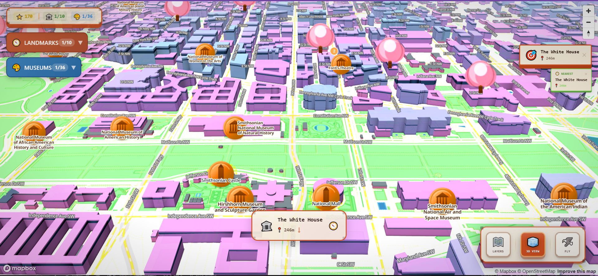 DC map - Interactive Game like UI 3d game learning live motion graphics newproject system architecture ui
