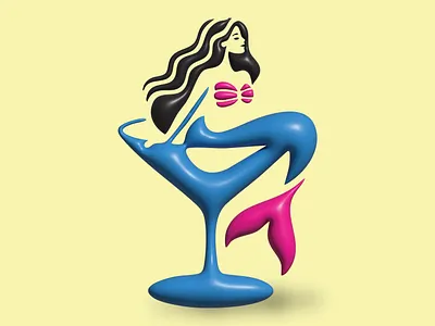 Mermaid Martini 3d design graphic graphic design illustration vector