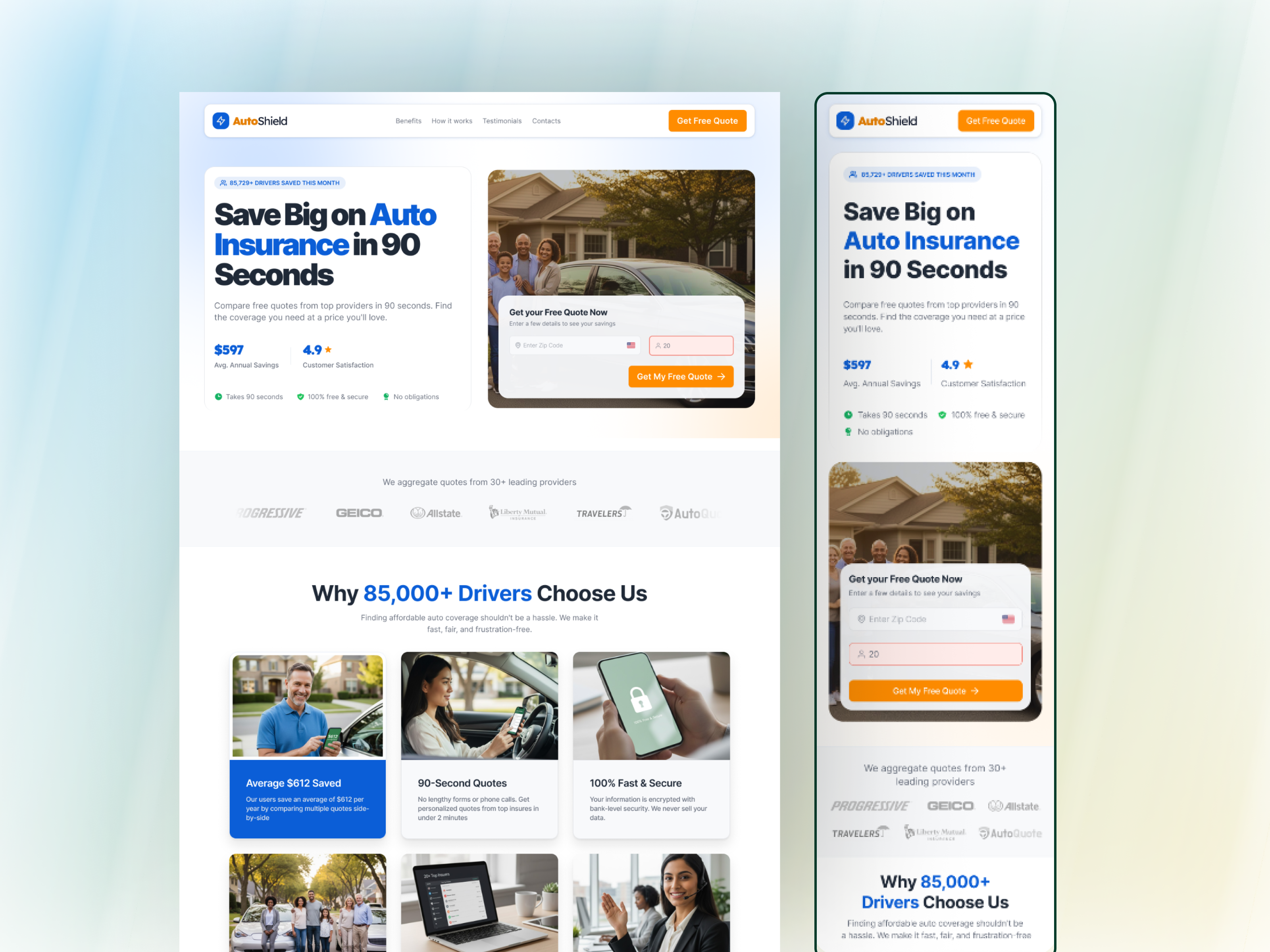 Auto Insurance Landing Page auto insurance website automative website business insurance car landing page corporate website custom auto insurance fintech website ui home insurance website insurance landing page insurance quote website insurance website landing page ui life insurance landing page modern insurance landing page modern website portfolio landing page saas website tech website uiux