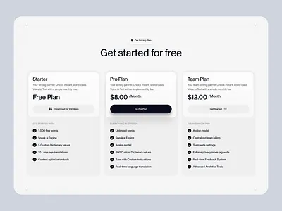 AI SaaS Pricing Page UI ai website card ui design pricing cards pricing page pricing table product saas pricing saas website subscription ui web