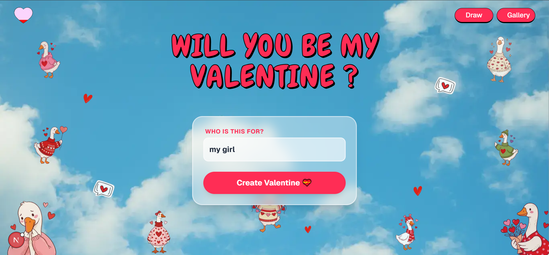 Will You be my Valentine? creative love love website uidesign uiux unique valentine valentine game valentinesday website
