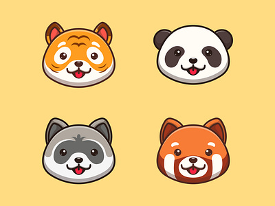 Cute Animal Head Illustration graphic design icon illustration mascot vector