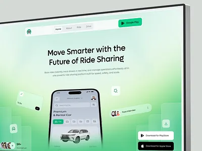 Ride Sharing saas website design car booking car rental car rental app car taxi driver landing page rental service ride booking ride sharing saas taxi booking tourist travel ui ux design web design website website design