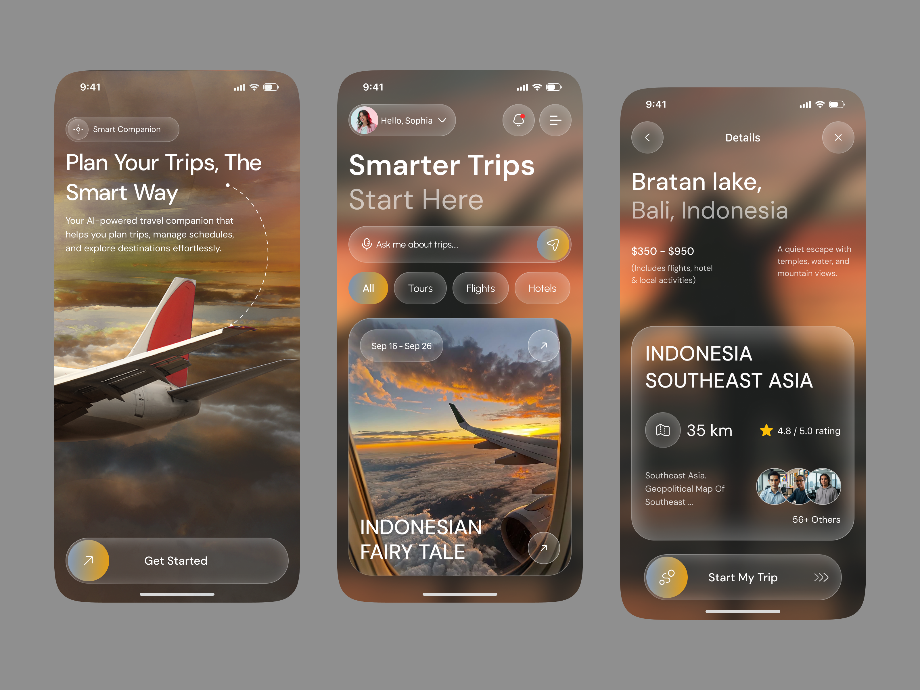 AI Travel Planner Mobile App ai ai assistant ai travel app design booking app itinerary app mobile mobile app product design smart travel travel app travel planner travel planner app trip planner ui ux design
