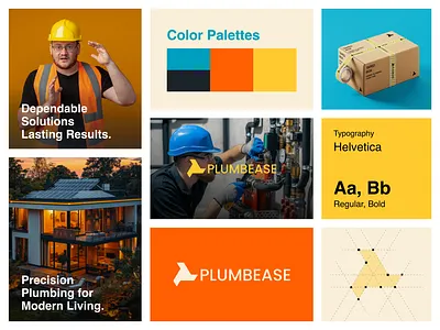 Modern Construction & Plumbing Branding brand book branding construction branding corporate identity geometric logo graphic design home services identity guidelines industrial logo design maintenance minimalist logo modern logo plumbing logo visual identity