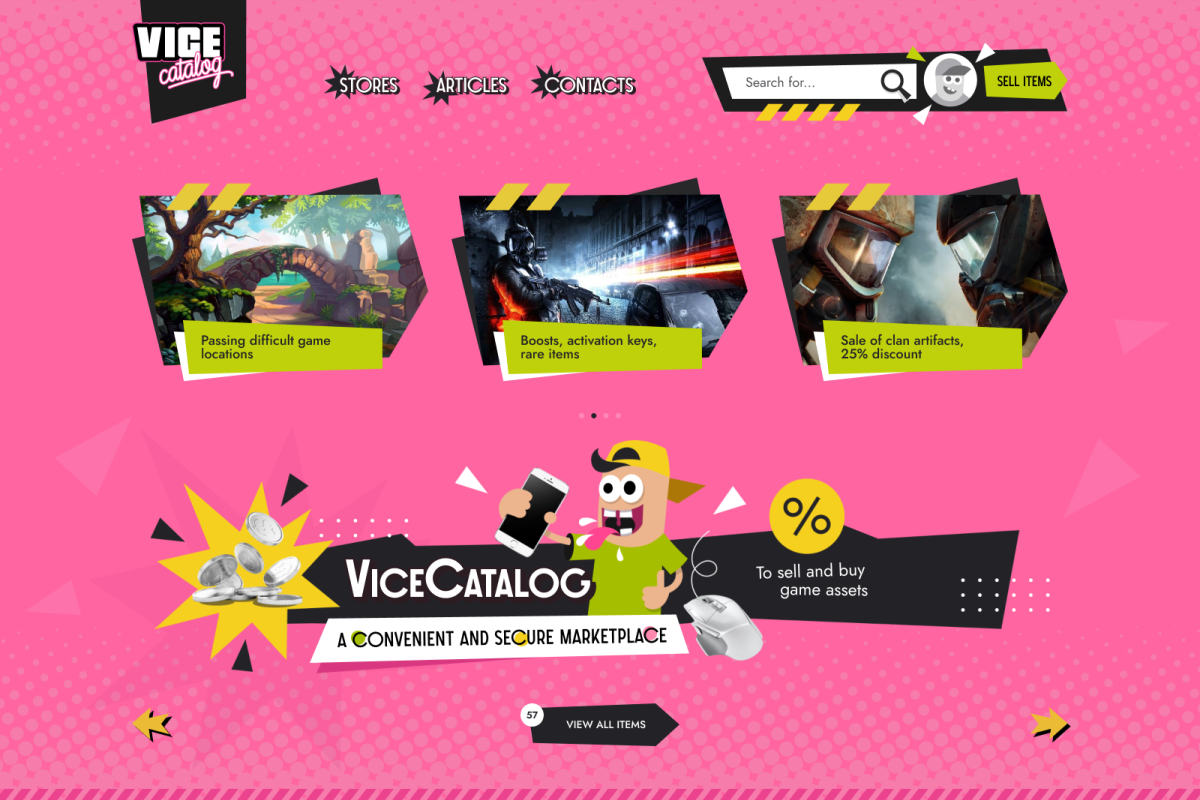 ViceCatalog Marketplace art cartoon cross chain crypto ecommerce figma gamblimg game graphic design illustration marketplace metaverse platform saas ui ux ux design ux research webdesign website