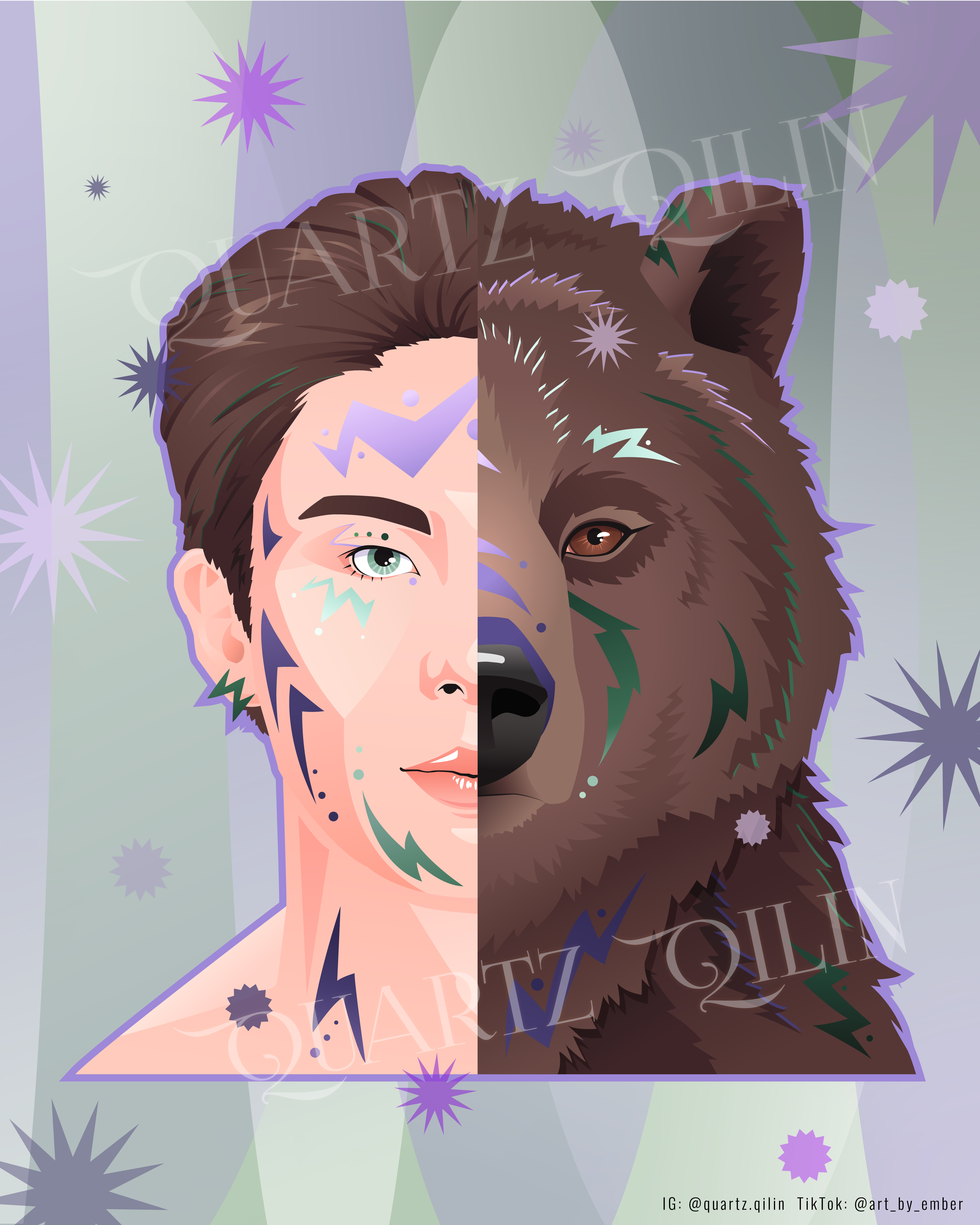 ATEEZ Jongho + Bear Vector Illustration adobe art ateez atiny bear design fanart graphic design illustration illustrator jongho k pop kpop photoshop vector