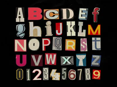 Ransom Type Collage collageletters creativetypography cutoutstyle designtoolkit graphicelements pnggraphics ransomtypecollage typographicart typographykit vintagecutout