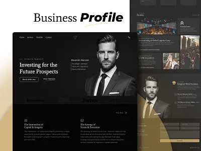 Premium business profile landing page branding business portfolio design template illustration landing page mobile app profile design responsive design ui kit ui trend uiux user interface user research website