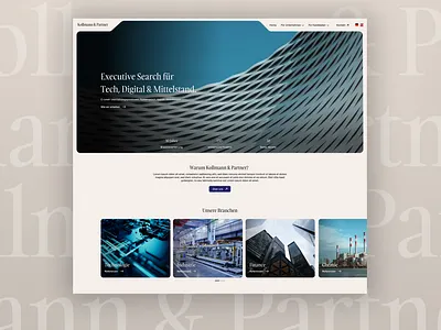 German Executive Search Consulting Website Design (Pattern Case) beige website blue website brand design conservative executive search hr company law firm serious traditional design webdesign