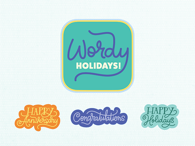 Wordy Holidays Sticker App for the Apple Store design graphic design hand hand lettering sticker