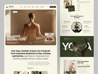 Yoga Studio & Wellness Website ✦ Yoganova branding clean design design service desktop hero section homepage landing page layout lifestyle mental health photography responsive typography ui ux web design website whitespace yoga