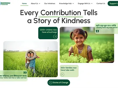 Bangali Foundation – NGO Donation Platform 3d animation blender children donation elementor foundation green motion graphics ngo social ui web