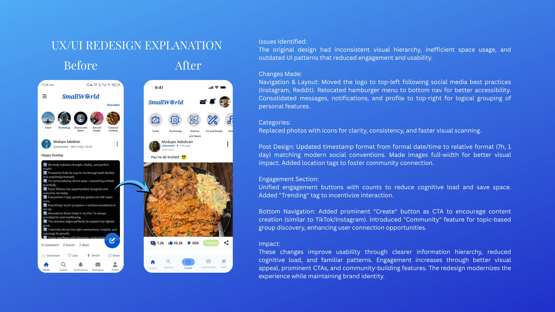 Smallworld UX/UI Revamp app app design branding design illustration mobile app product design ui uiux ux design