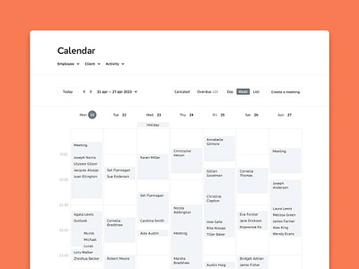 Calendar, part of a big project calendar crm ui ux