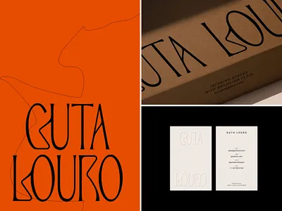 Logo design for Guta Louro Interior design studio bohemian brand guideline brand identity branding craft packaging embossed business card graphic design letter g logo letter g symbol logo logo design minimalistic minimalistic business card orange typography visual identity