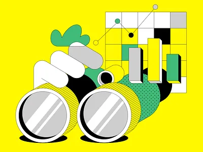 Branding illustration: Transparency binocular branding chart eyes finance statistic transparency visibility vision