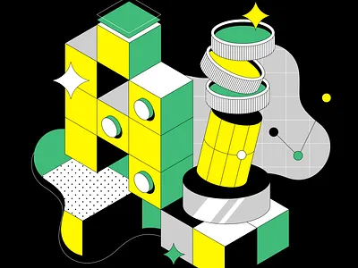 Branding illustration: AI Technology ai architecture branding coin finance intelligence money technology