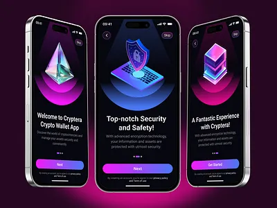 Crypto Wallet Mobile App Onboarding UI app design clean ui crypto figma fintech mobile app modern ui onboarding payment app ui design ux design wallet app